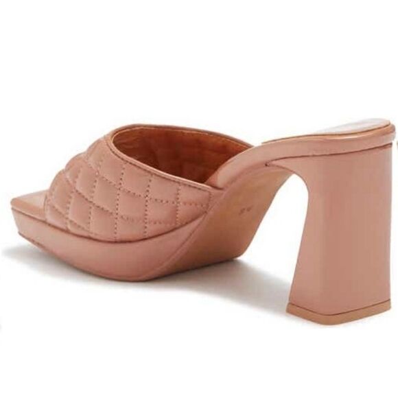 Jeffrey Campbell Nana Tan Quilted Crinkle Patent Platform Mule - Picture 2 of 7